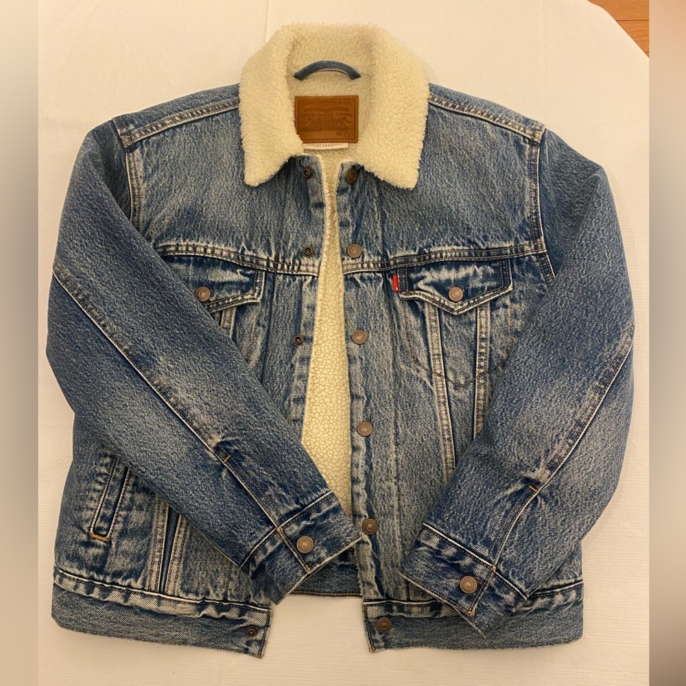 Levi's Blue Denim Jacket with Cream Sherpa